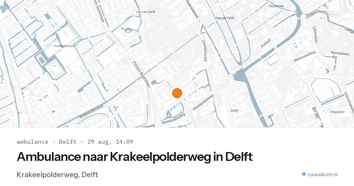 Ambulance naar Krakeelpolderweg in Delft — 29 aug 2026