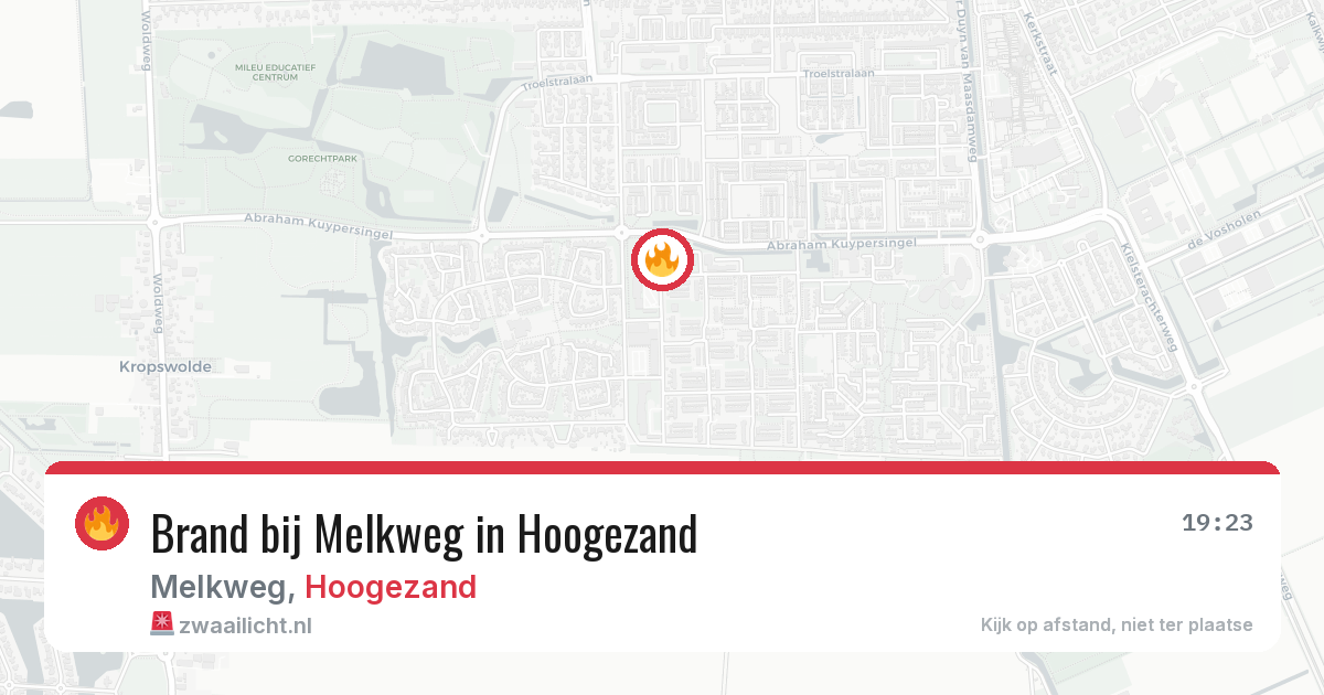 Brand bij Melkweg in Hoogezand — 9 aug 2026