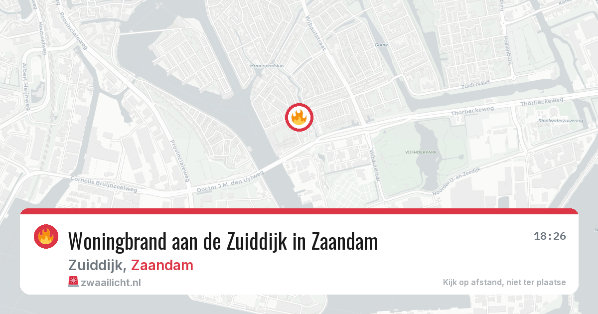 Woningbrand aan de Zuiddijk in Zaandam — 14 feb 2026
