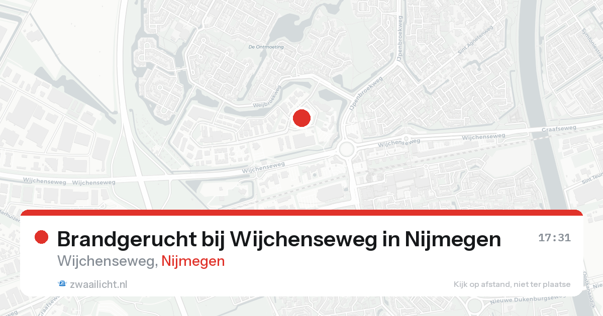 Brandgerucht bij Wijchenseweg in Nijmegen — 15 aug 2026