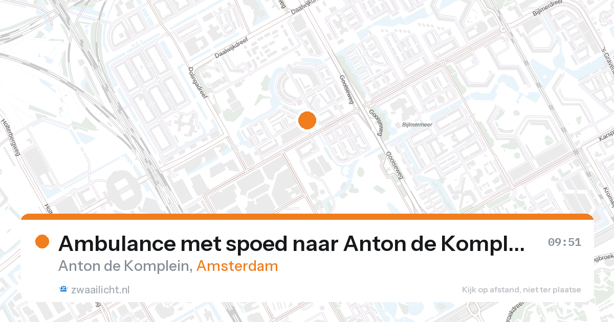 Ambulance met spoed naar Anton de Komplein in Amsterdam — 27 aug 2026