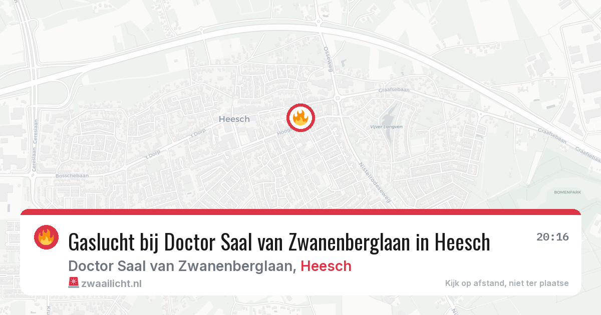 Gaslucht bij Doctor Saal van Zwanenberglaan in Heesch — 13 aug 2026