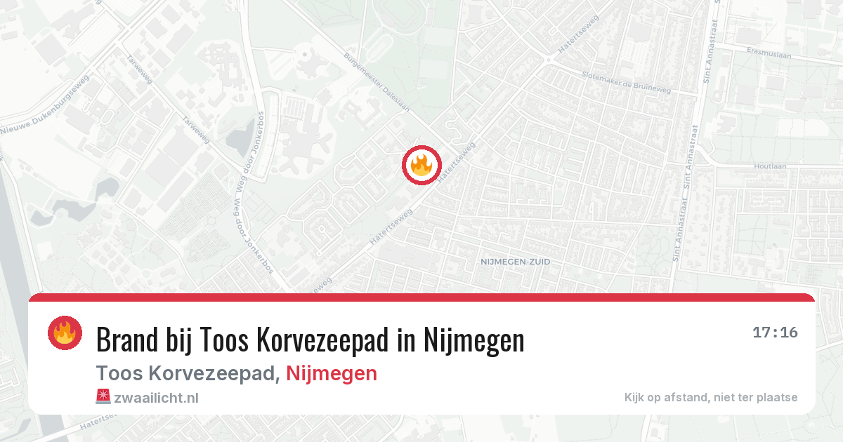 Brand bij Toos Korvezeepad in Nijmegen — 2 aug 2026