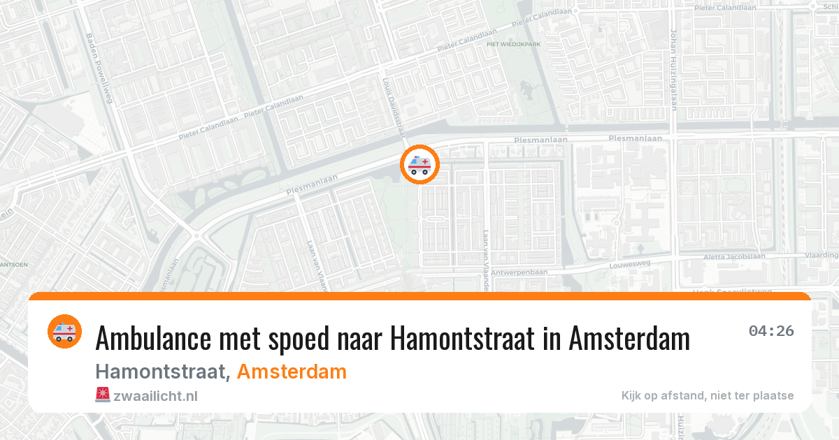 Ambulance met spoed naar Hamontstraat in Amsterdam — 24 mei 2026
