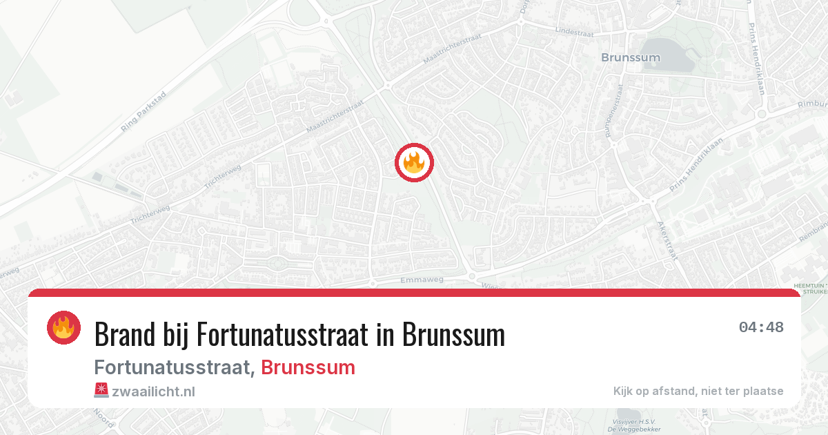 Brand bij Fortunatusstraat in Brunssum — 12 aug 2026