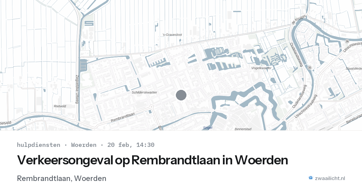 Verkeersongeval op Rembrandtlaan in Woerden — 20 feb 2026