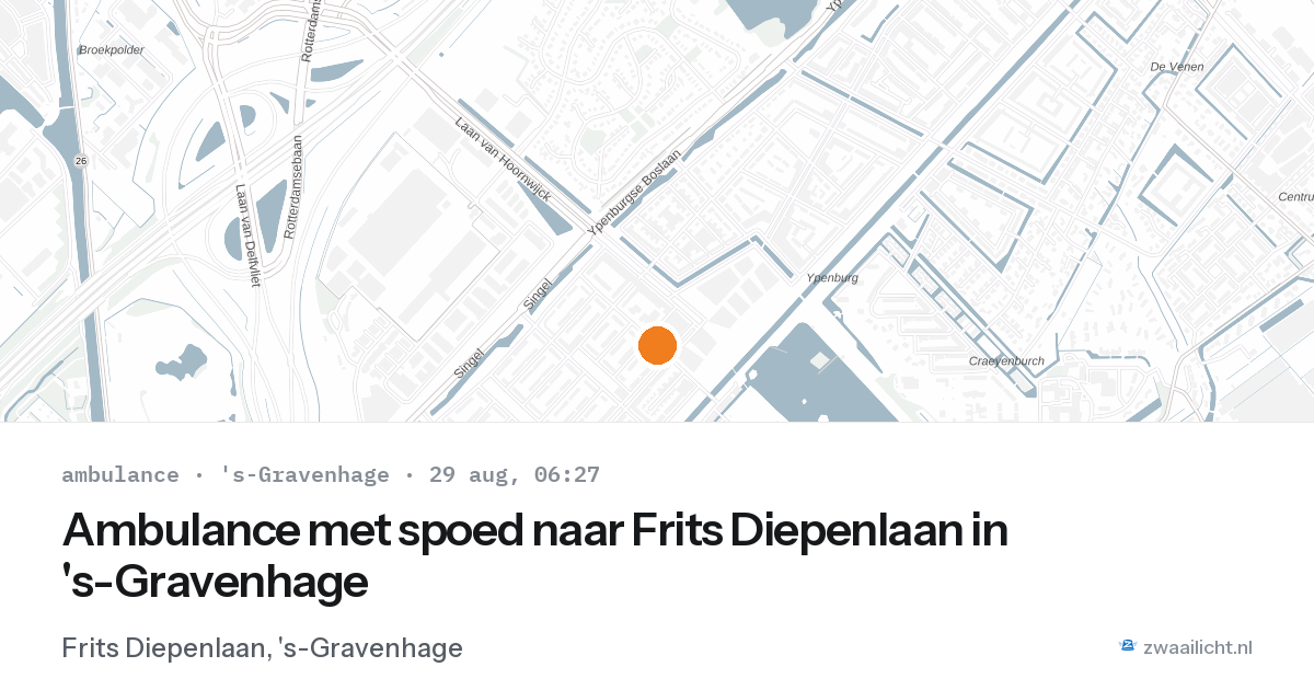 Ambulance met spoed naar Frits Diepenlaan in 's-Gravenhage — 29 aug 2026