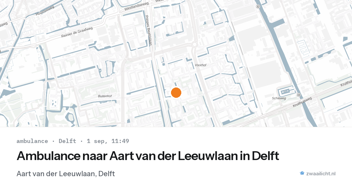 Ambulance naar Aart van der Leeuwlaan in Delft — 1 sep 2026