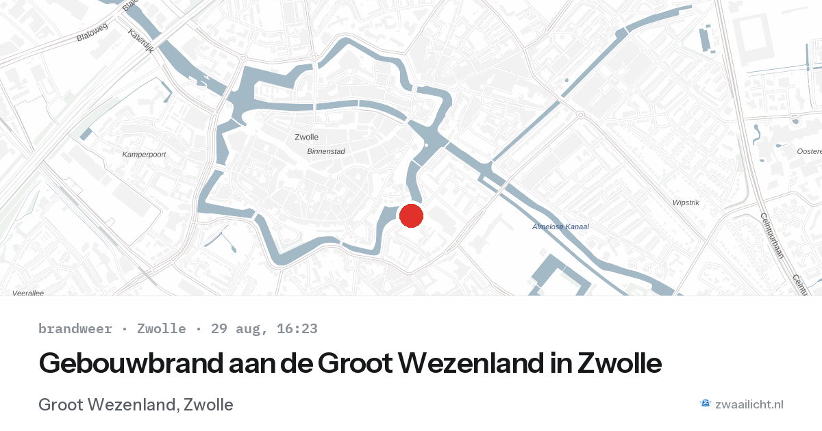 Gebouwbrand aan de Groot Wezenland in Zwolle — 29 aug 2026