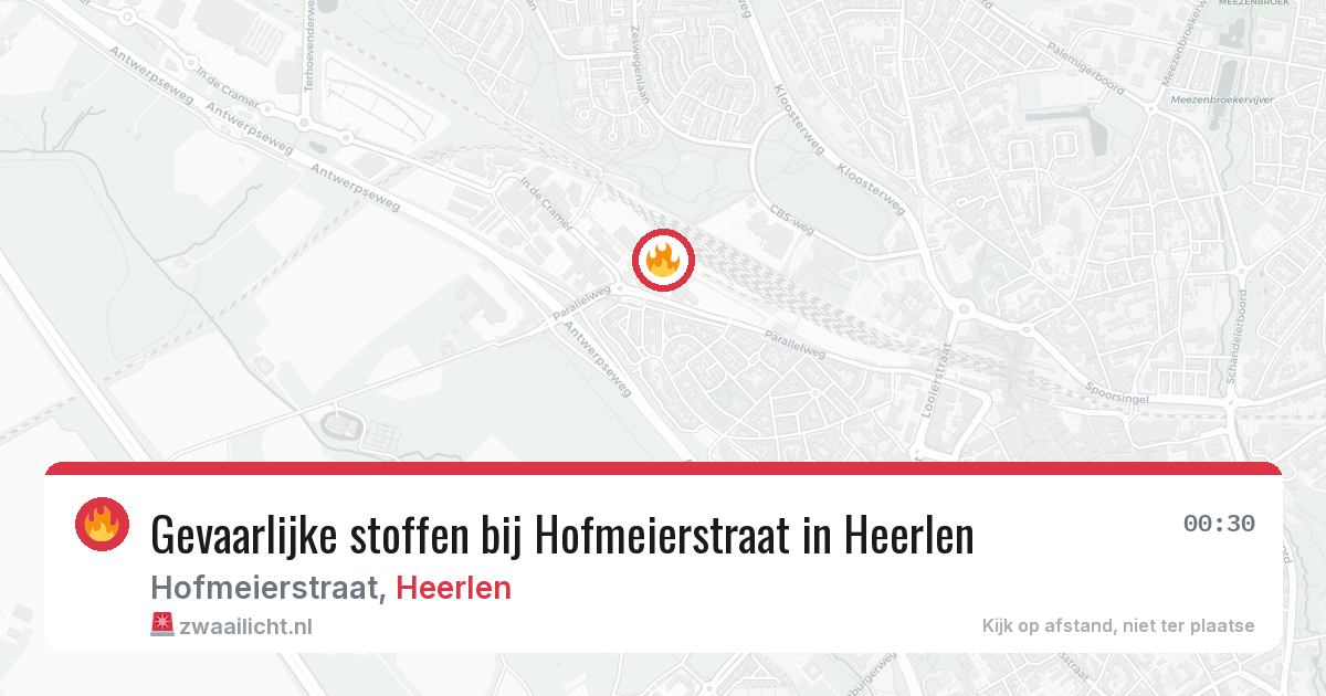 Gevaarlijke stoffen bij Hofmeierstraat in Heerlen — 17 mei 2026