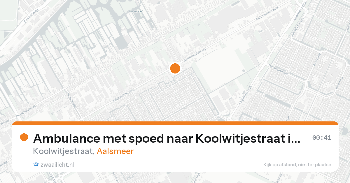 Ambulance met spoed naar Koolwitjestraat in Aalsmeer — 20 aug 2026