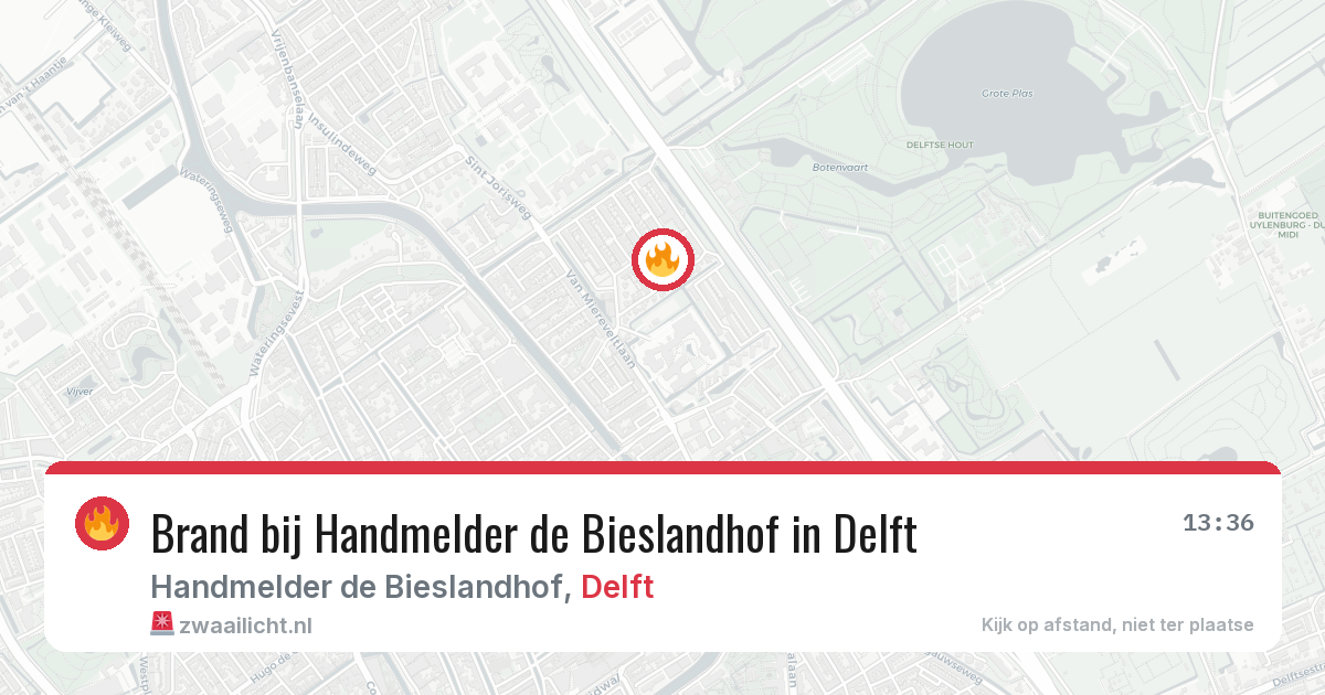 Brand bij Handmelder de Bieslandhof in Delft — 12 jul 2026