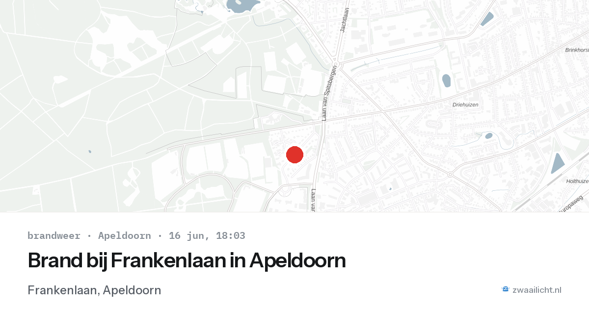 Brand bij Frankenlaan in Apeldoorn — 16 jun 2026