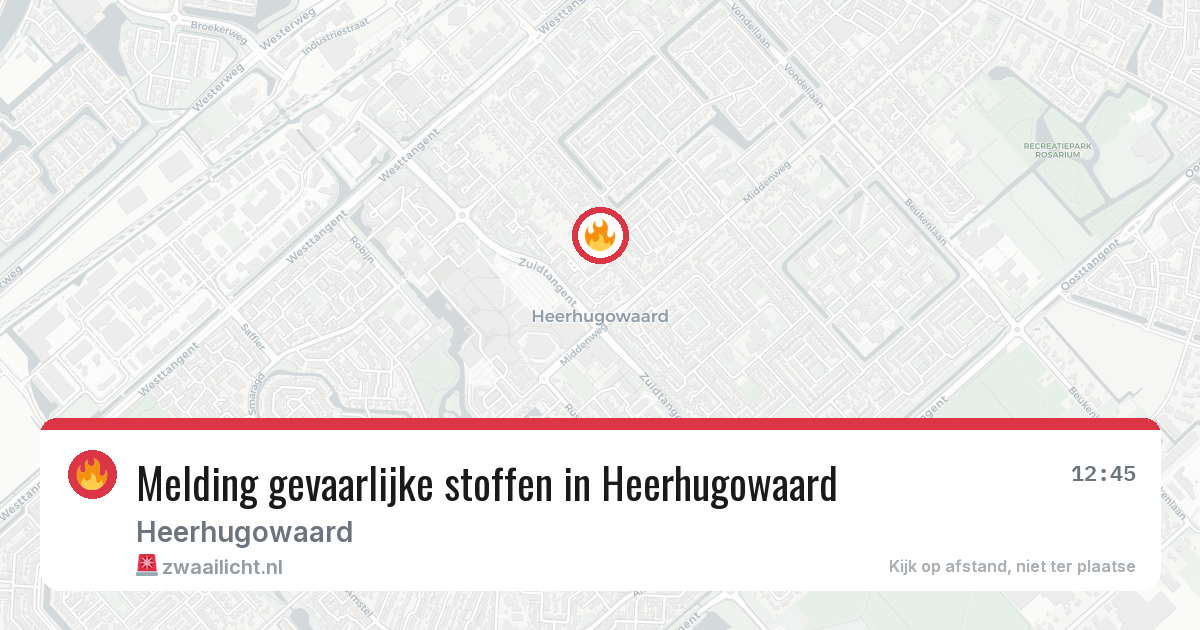Melding gevaarlijke stoffen in Heerhugowaard — 16 mei 2026