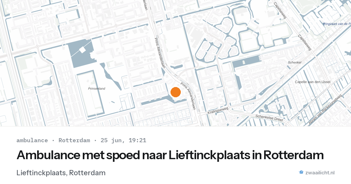 Ambulance met spoed naar Lieftinckplaats in Rotterdam — 25 jun 2026