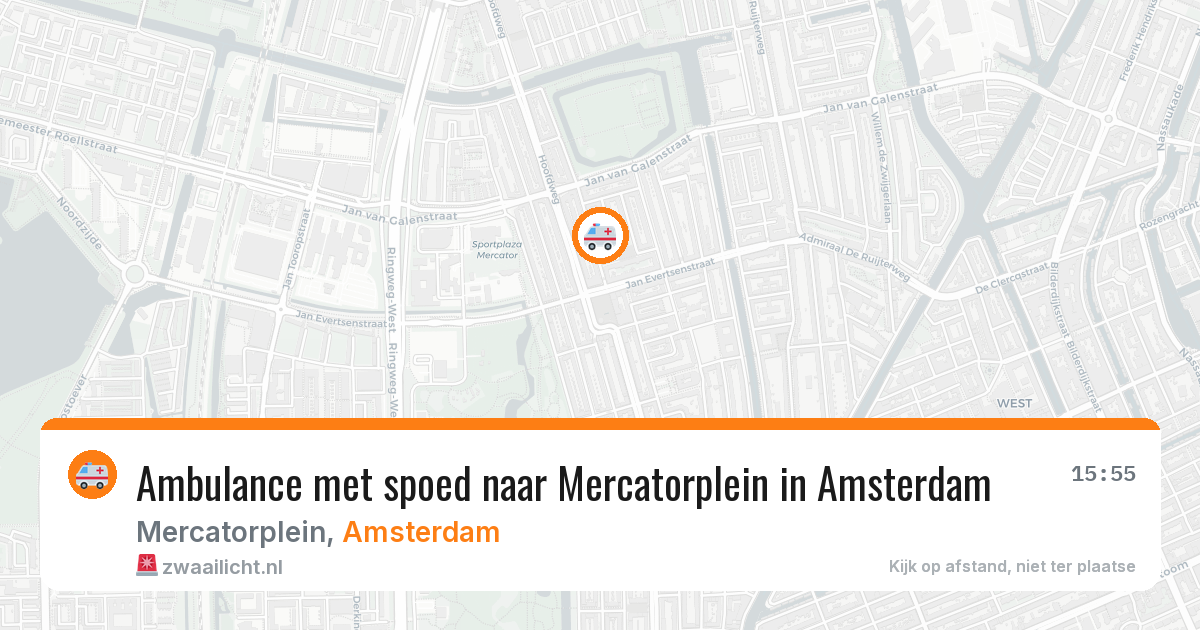 Ambulance met spoed naar Mercatorplein in Amsterdam — 3 aug 2026