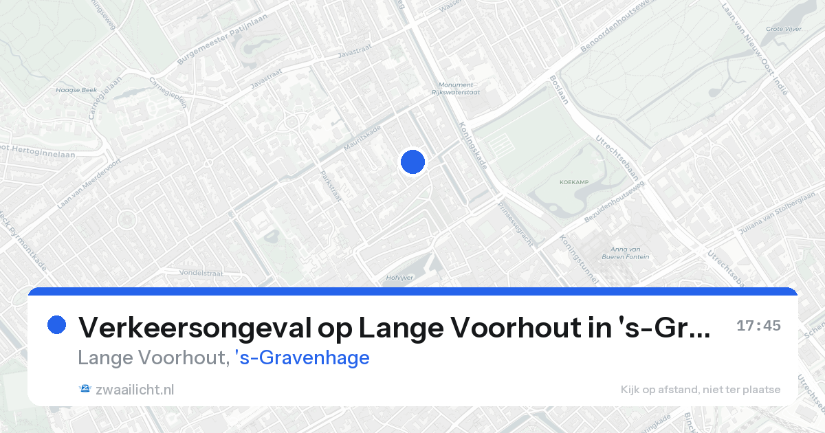Verkeersongeval op Lange Voorhout in 's-Gravenhage — 15 aug 2026