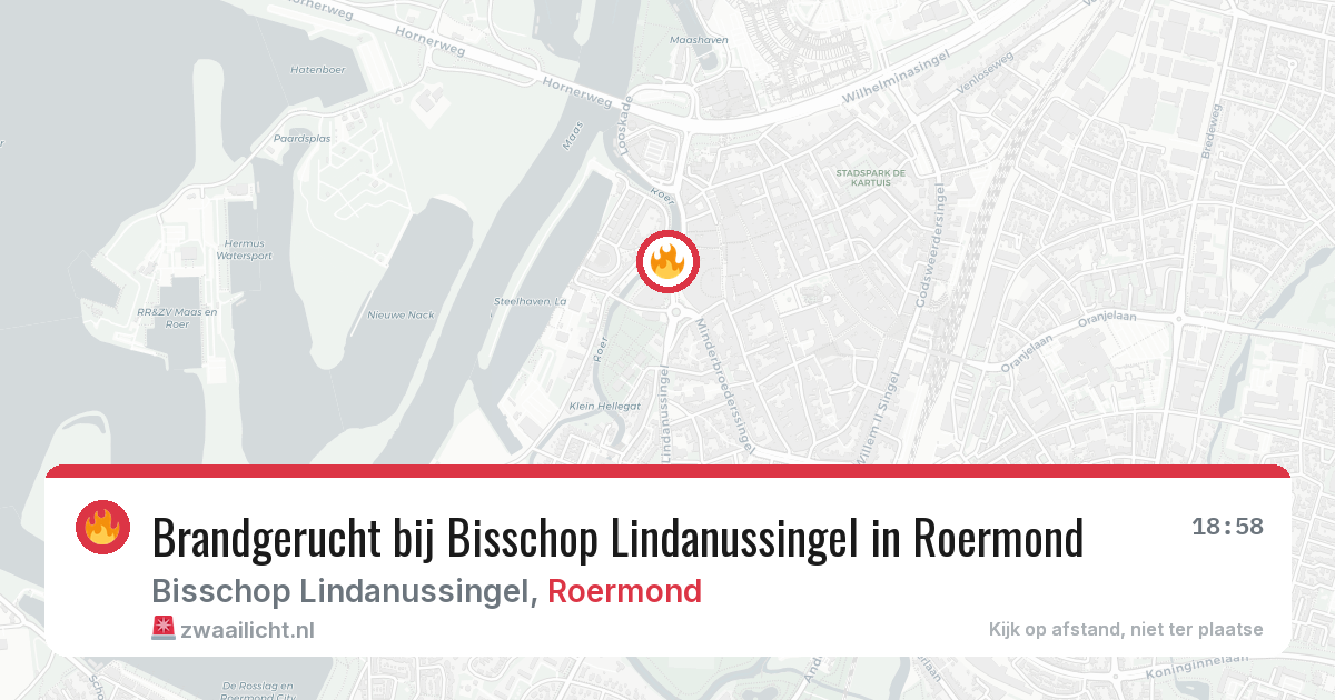 Brandgerucht bij Bisschop Lindanussingel in Roermond — 3 aug 2026
