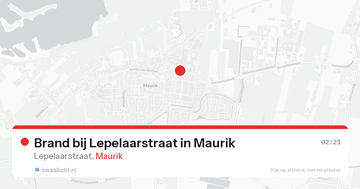 Brand bij Lepelaarstraat in Maurik — 17 aug 2026