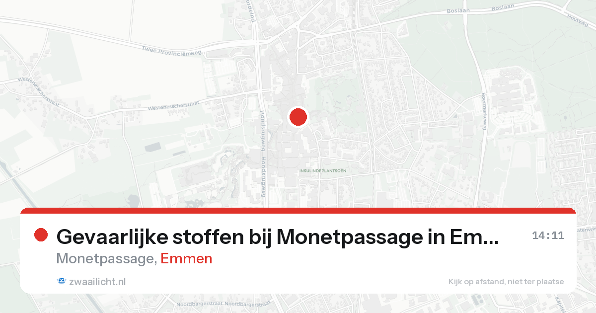 Gevaarlijke stoffen bij Monetpassage in Emmen — 20 aug 2026