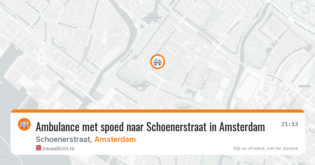 Ambulance met spoed naar Schoenerstraat in Amsterdam — 13 mei 2026