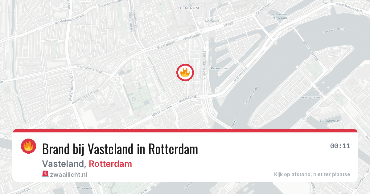 Brand bij Vasteland in Rotterdam — 6 jul 2026