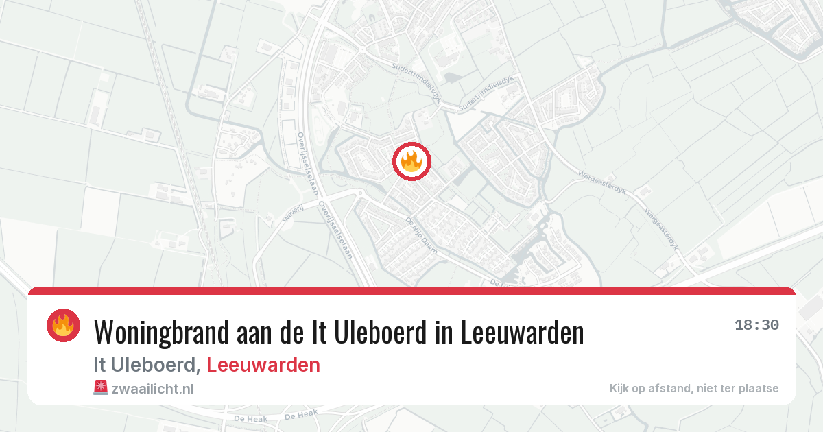 Woningbrand aan de It Uleboerd in Leeuwarden — 24 jan 2026