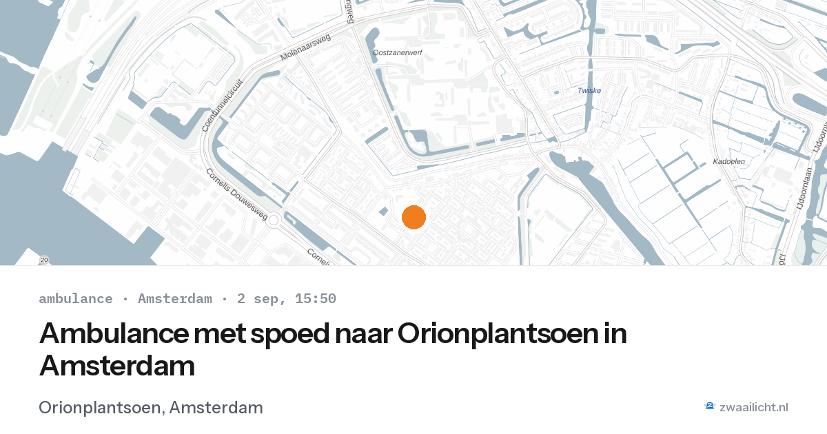 Ambulance met spoed naar Orionplantsoen in Amsterdam — 2 sep 2026