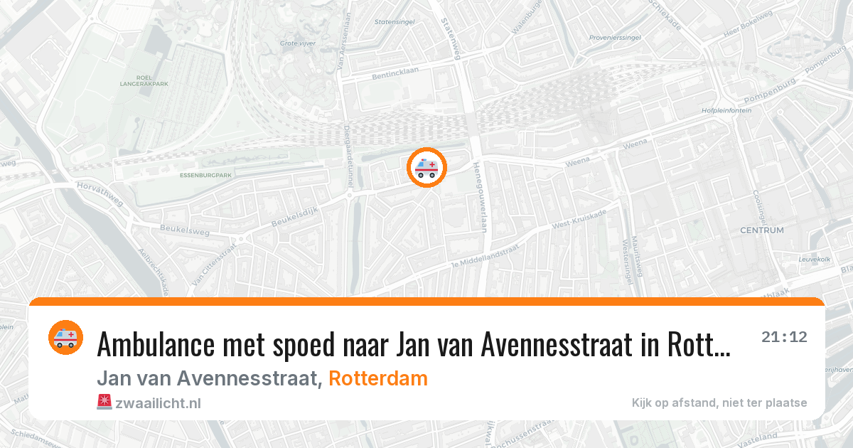 Ambulance met spoed naar Jan van Avennesstraat in Rotterdam — 18 mei 2026