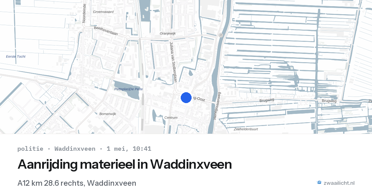 Aanrijding materieel in Waddinxveen — 1 mei 2026