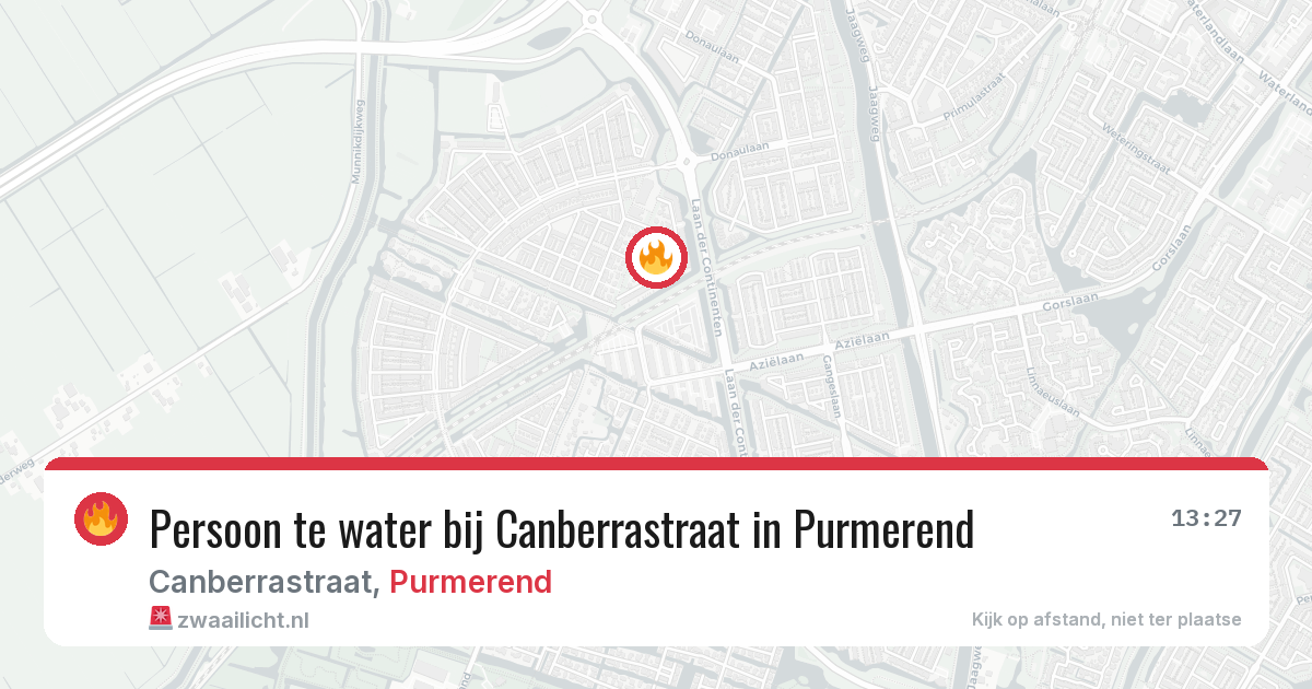 Persoon te water bij Canberrastraat in Purmerend — 22 jun 2026