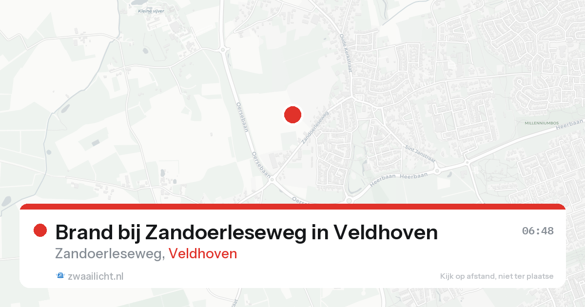 Brand bij Zandoerleseweg in Veldhoven — 15 aug 2026