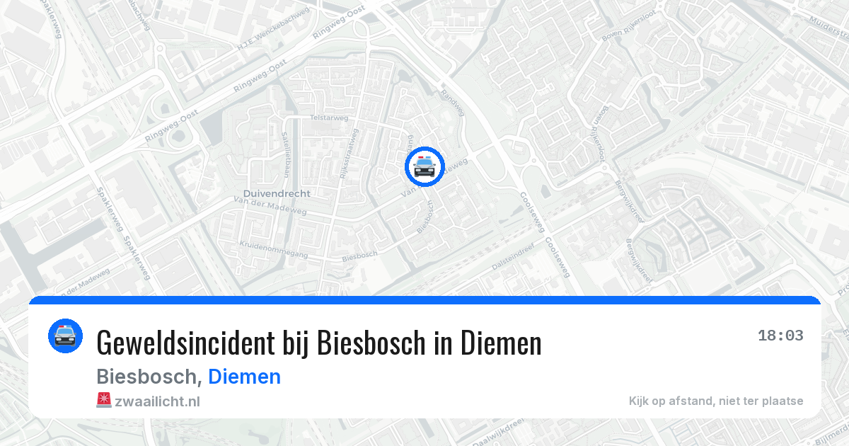 Geweldsincident bij Biesbosch in Diemen — 13 aug 2026