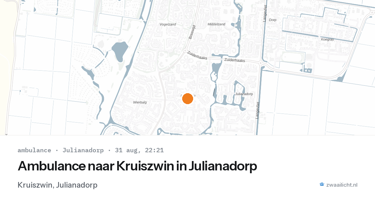 Ambulance naar Kruiszwin in Julianadorp — 31 aug 2026