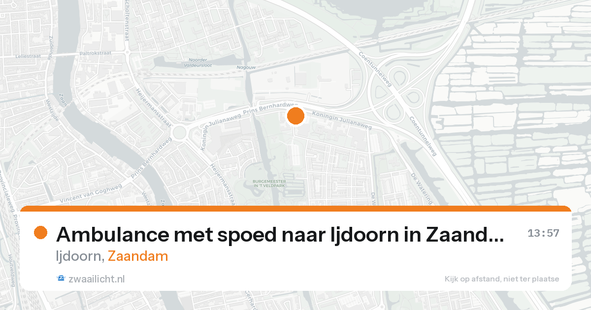 Ambulance met spoed naar Ijdoorn in Zaandam — 15 aug 2026