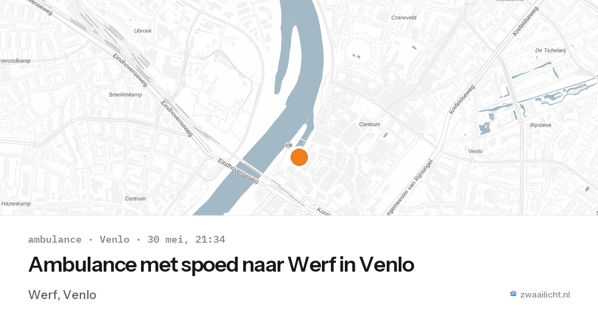Ambulance met spoed naar Werf in Venlo — 30 mei 2026