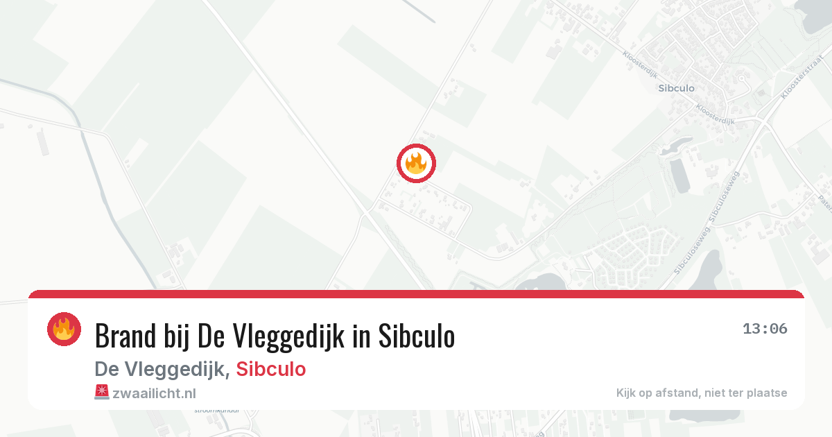 Brand bij De Vleggedijk in Sibculo — 9 aug 2026