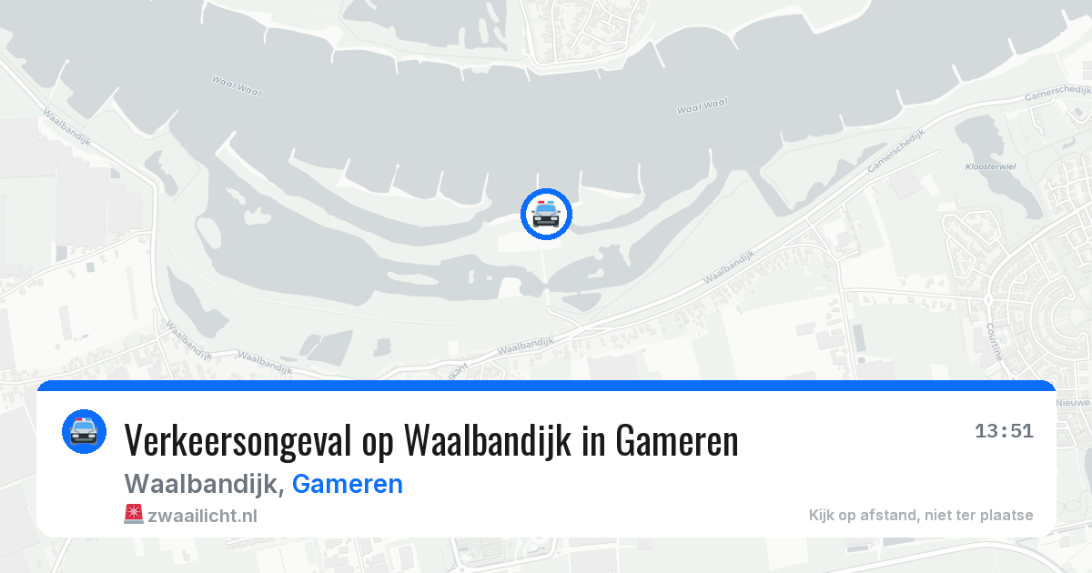 Verkeersongeval op Waalbandijk in Gameren — 13 apr 2026