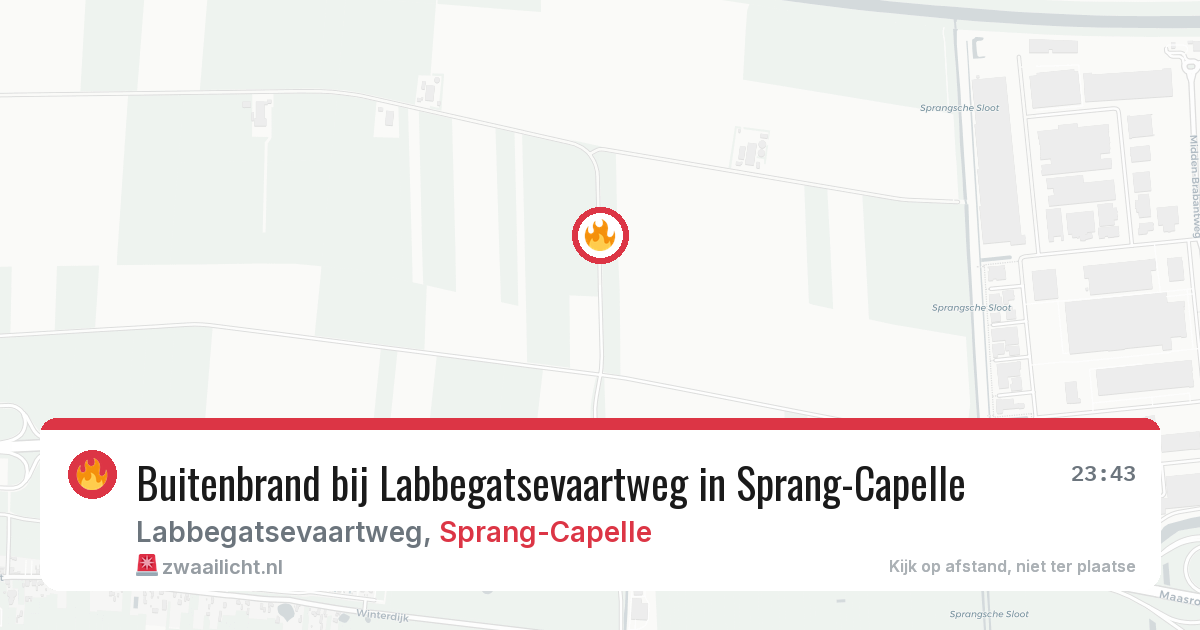 Buitenbrand bij Labbegatsevaartweg in Sprang-Capelle — 23 jun 2026
