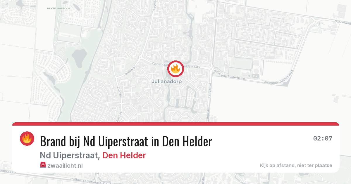 Brand bij Nd Uiperstraat in Den Helder — 8 jul 2026