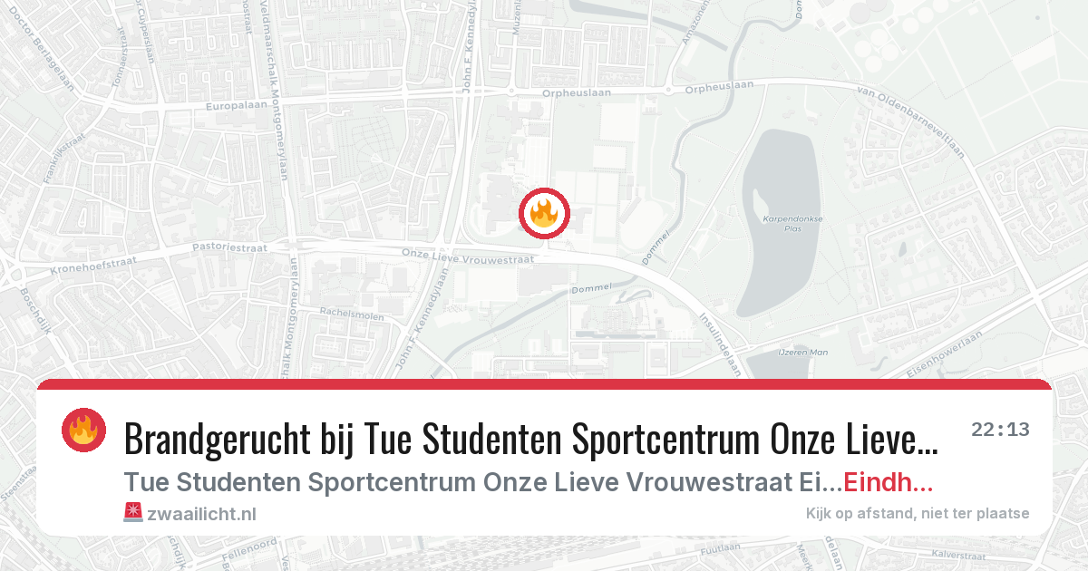 Brandgerucht bij Tue Studenten Sportcentrum Onze Lieve Vrouwestraat Eindhoven in Eindhoven — 13 jul 2026