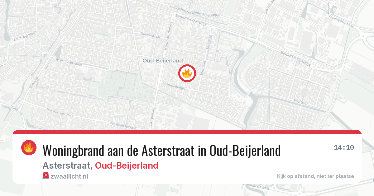 Woningbrand aan de Asterstraat in Oud-Beijerland — 24 jun 2026