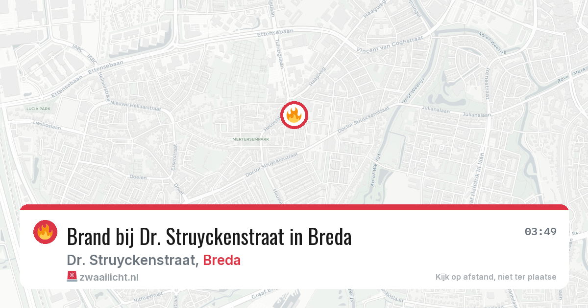 Brand bij Dr. Struyckenstraat in Breda — 12 aug 2026