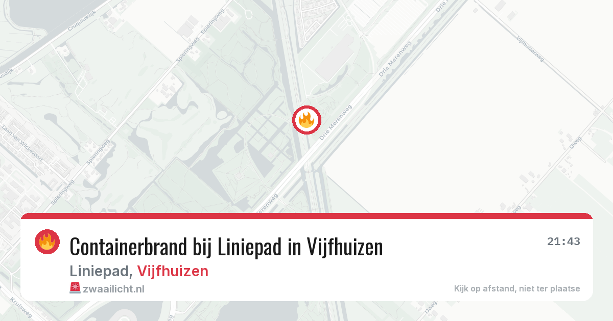 Containerbrand bij Liniepad in Vijfhuizen — 19 mrt 2026