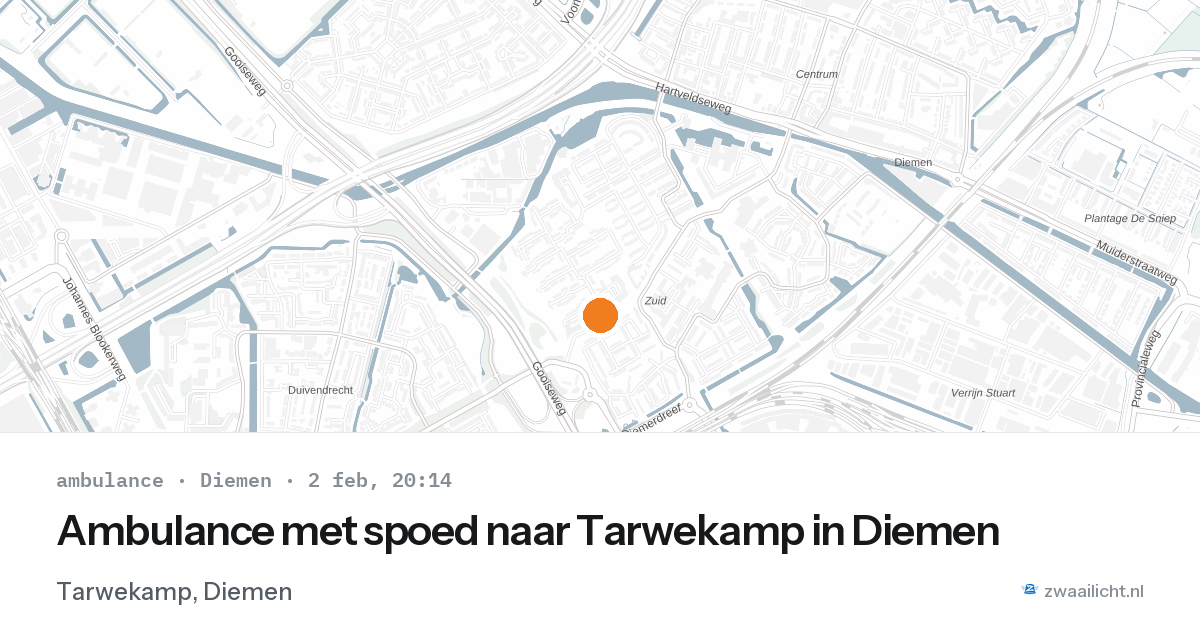 Ambulance met spoed naar Tarwekamp in Diemen — 2 feb 2026
