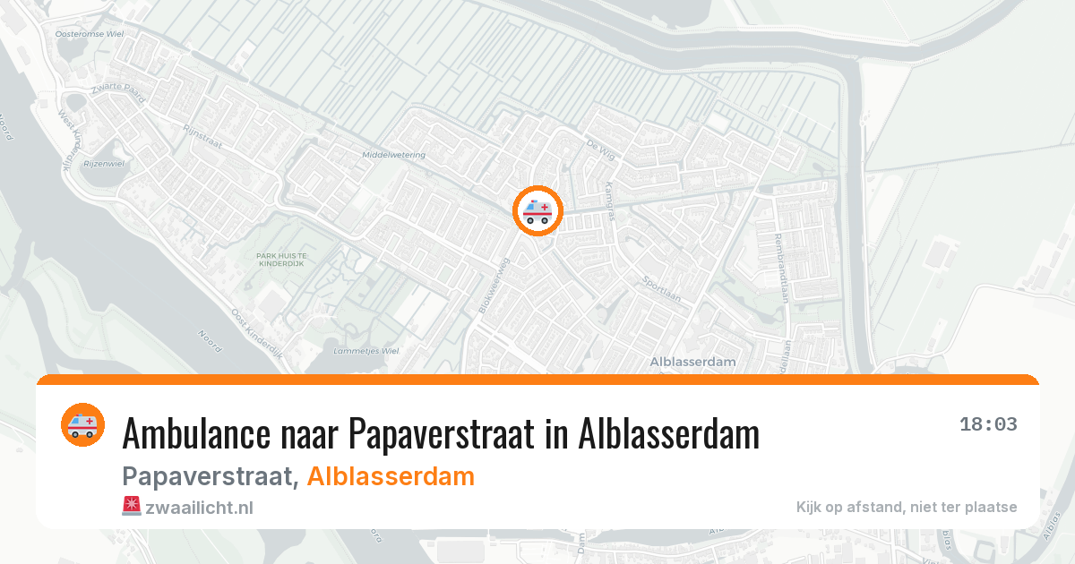 Ambulance naar Papaverstraat in Alblasserdam — 22 mrt 2026
