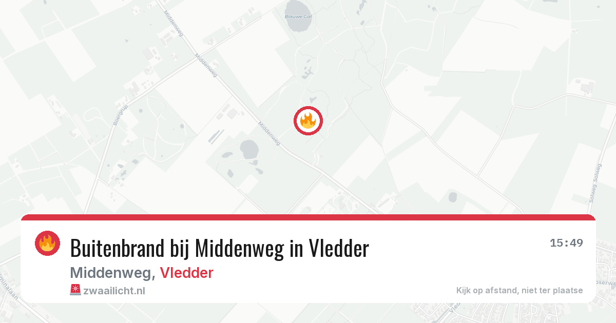 Buitenbrand bij Middenweg in Vledder — 13 aug 2026