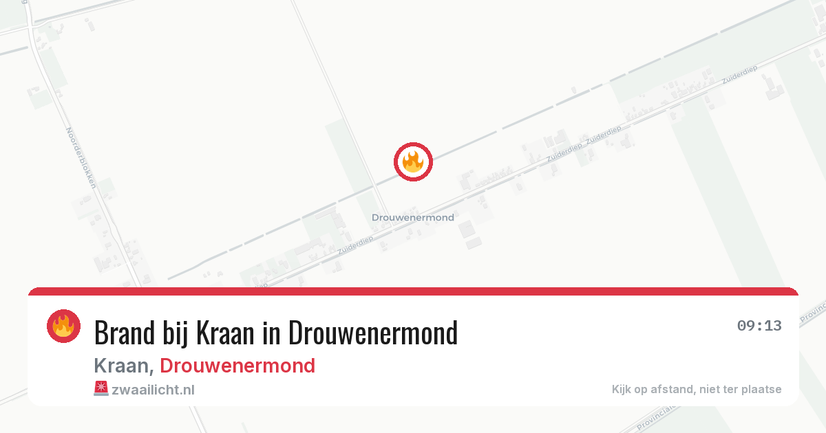 Brand bij Kraan in Drouwenermond — 19 feb 2026