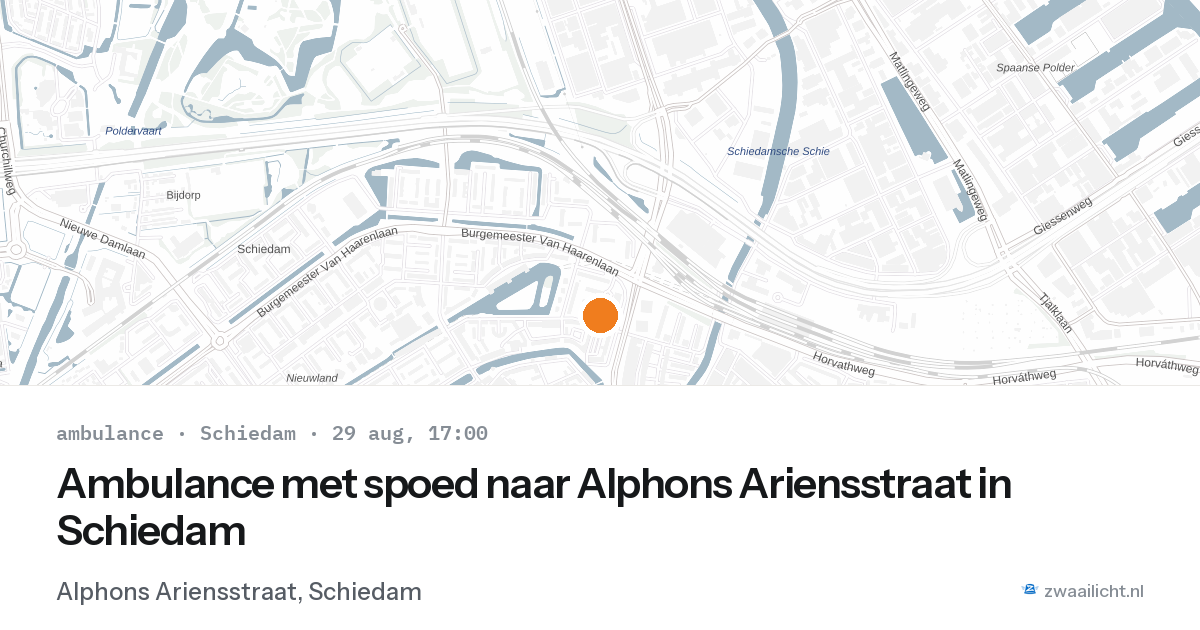 Ambulance met spoed naar Alphons Ariensstraat in Schiedam — 29 aug 2026