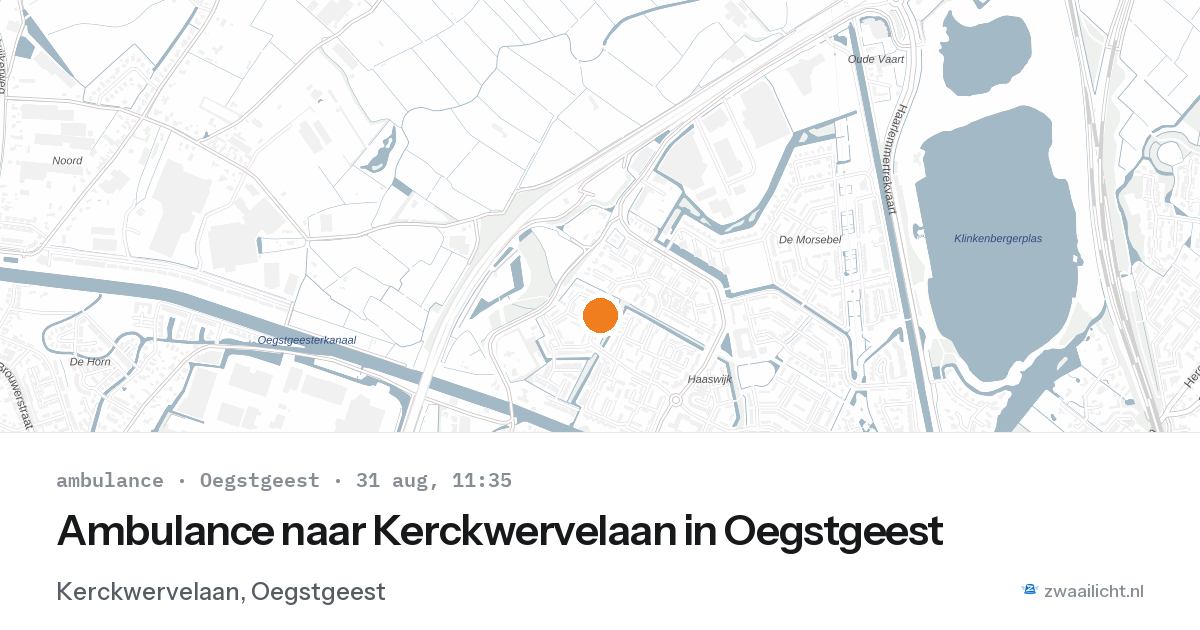 Ambulance naar Kerckwervelaan in Oegstgeest — 31 aug 2026